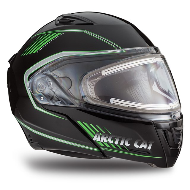 Arctic Cat Green Modular Snowmobile Helmet Electric Shield S M L XL 2X 5292-104 